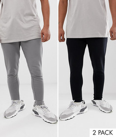 Набор из 2 супероблегающих джоггеров (черные / серые) ASOS DESIGN - Мульти