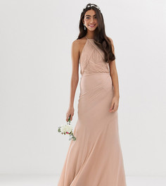 Платье макси со сборками на лифе и годе ASOS DESIGN Tall Bridesmaid - Серый