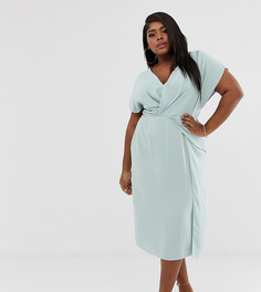 Платье миди с драпировкой ASOS DESIGN Curve - Синий