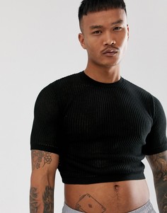 Черный вязаный укороченный джемпер ASOS DESIGN - Черный