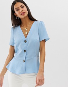 Синяя блузка на пуговицах River Island - Синий