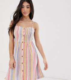 Льняное платье мини в полоску New Look Petite - Мульти