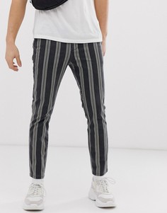 Укороченные брюки скинни черного/светло-бежевого цвета в полоску ASOS DESIGN - Черный