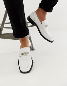 Белые лоферы с квадратным носом и цепочками ASOS DESIGN - Белый