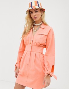 Платье-рубашка мини в стиле милитари ASOS DESIGN - Оранжевый