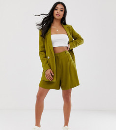 Льняные шорты в винтажном стиле ASOS DESIGN Petite - Зеленый