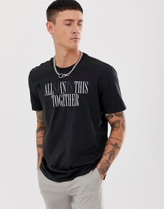 Черная футболка с надписью in this together AllSaints - Черный