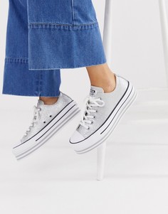 Серебристые низкие кеды на платформе Converse - chuck taylor all star - Серебряный