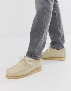 Серо-белые замшевые туфли Clarks Originals - Wallabee - Белый