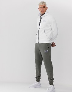 Серо-белый спортивный костюм из худи и штанов с логотипом EA7 french tech - Серый