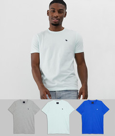Набор футболок с круглым вырезом и логотипом (серый/синий/голубой) Abercrombie & Fitch - 3 шт. - Синий