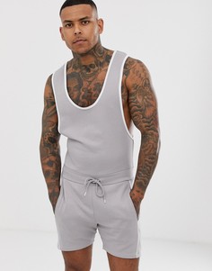 Серый короткий комбинезон с кантом ASOS DESIGN - Серый