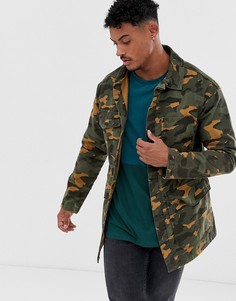 Рубашка навыпуск с камуфляжным принтом Pull&Bear - Зеленый