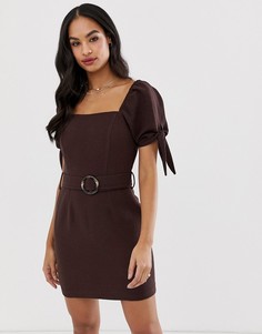 Платье цвета шоколада с квадратным воротом River Island - Коричневый