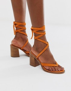 Замшевые сандалии с завязкой ASOS DESIGN - Оранжевый