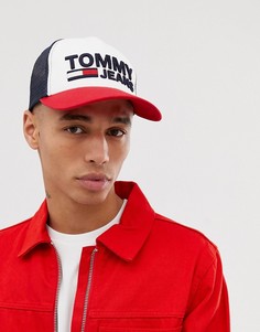 Бейсболка с контрастными вставками и логотипом-флагом Tommy Jeans - Темно-синий