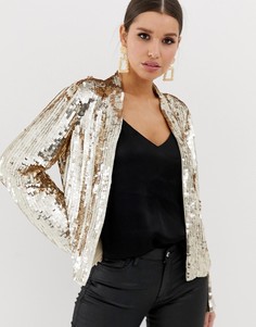 Блузка без застежек с длинными рукавами и пайетками ASOS DESIGN - Золотой