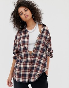Рубашка бойфренда с длинными рукавами в коричневую клетку ASOS DESIGN - Мульти