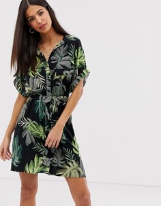 Платье-рубашка с тропическим принтом River Island - Зеленый