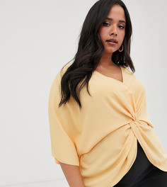 Топ с узлом спереди и рукавами-кимоно ASOS DESIGN Curve - Розовый