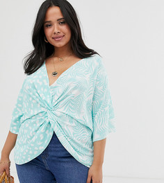 Топ с пальмовым принтом ASOS DESIGN Curve - Мульти