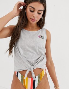 Меланжевая пляжная футболка с логотипом и завязкой спереди Billabong - Summer Only - Серый