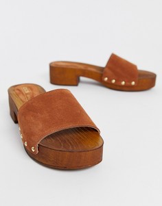 Светло-коричневые сандалии-мюли на каблуке ASOS DESIGN - Transit - Рыжий