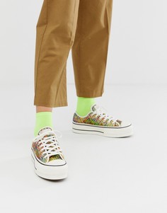 Низкие кеды на платформе с разноцветной ажурной отделкой Converse chuck taylor all star - Мульти