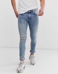 Светло-синие джинсы скинни с прорехами River Island - Синий