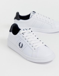 Кожаные кроссовки на шнуровке с перфорацией Fred Perry B72 - Белый