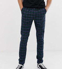 Темно-синие облегающие брюки в клетку ASOS DESIGN Tall - Темно-синий