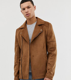 Светло-коричневая байкерская куртка из искусственной замши ASOS DESIGN Tall - Рыжий