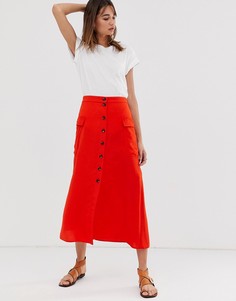 Юбка макси на пуговицах в стиле милитари ASOS DESIGN - Красный