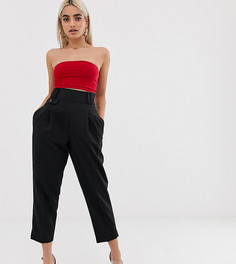 Строгие широкие брюки с завышенной талией ASOS DESIGN Petite - Черный