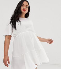 Белое ярусное свободное платье Boohoo Plus - Белый