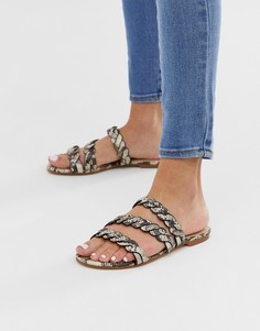 Плетеные сандалии со змеиным принтом Miss Selfridge - Мульти