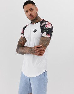 Белая футболка с контрастными рукавами SikSilk - Белый