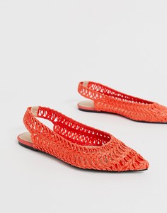 Оранжевые балетки с ремешком через пятку ASOS DESIGN - Lively - Оранжевый
