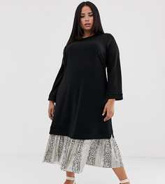Платье миди 2 в 1 с контрастной вставкой ASOS DESIGN Curve - Черный