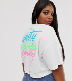 Укороченная футболка с вышивкой ASOS DESIGN x glaad & Curve - Белый