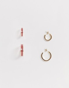 Набор серег-колец Pieces - Красный