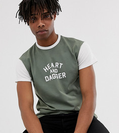 Приталенная футболка хаки Heart & Dagger - Зеленый