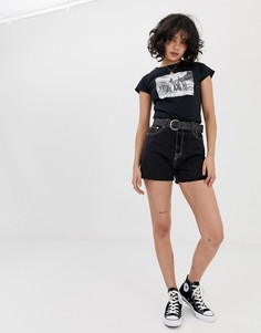 Черные джинсовые шорты в винтажном стиле Pull&Bear - Черный