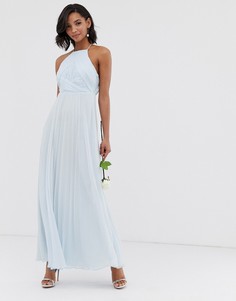 Платье макси со сборками на лифе ASOS DESIGN Bridesmaid - Синий