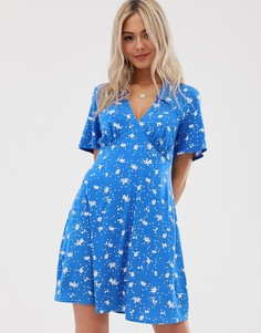 Чайное платье мини с воротником и цветочным принтом ASOS DESIGN - Мульти
