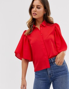 Укороченная блузка с расклешенными рукавами ASOS DESIGN - Красный