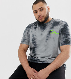 Свободная футболка с узором тай-дай и неоновым принтом ASOS DESIGN Plus - Черный