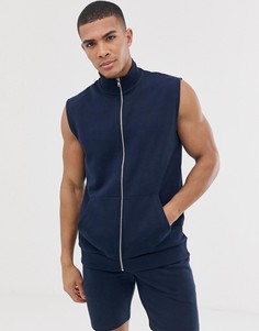 Темно-синий спортивный костюм с топом на молнии и шортами ASOS DESIGN - Темно-синий