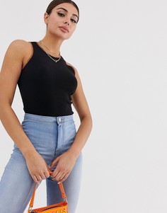 Черное боди с высоким воротом и контрастными строчками ASOS DESIGN - Черный