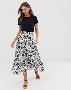 Плиссированная юбка миди с монохромным абстрактным принтом ASOS DESIGN - Мульти